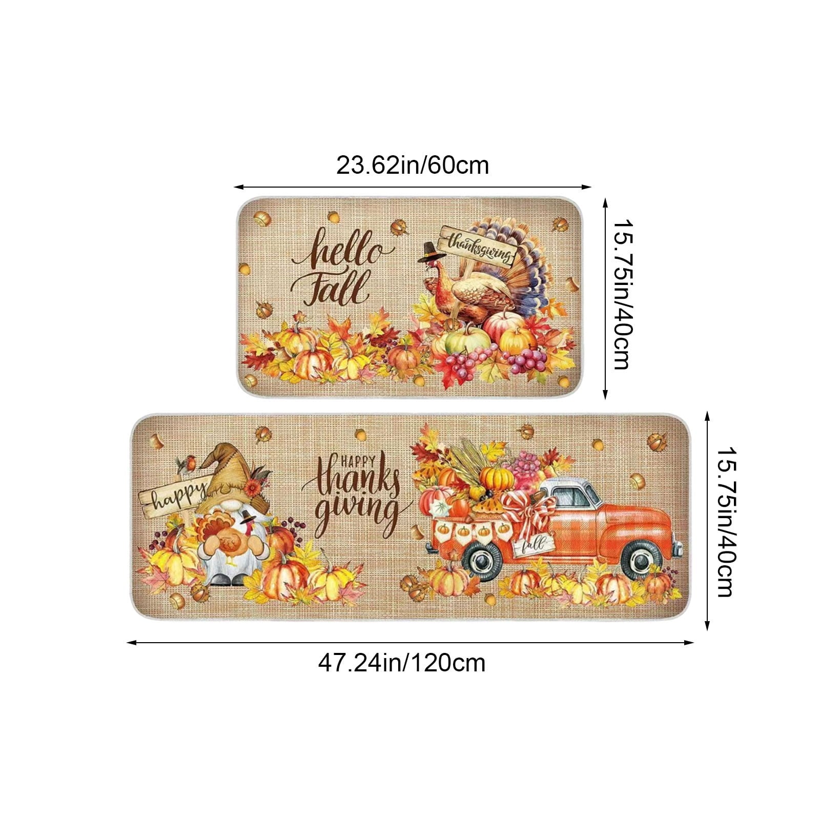 Stijggn Halloween Kitchen Mats for Floor Halloween Rugs Halloween Thanksgiving Decorations Doormat, Welcome Mats for Front Door,Spooky Outdoor Mats for Home Decor Holiday Decorative