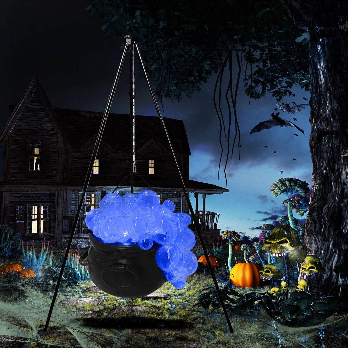 Muecwrye Halloween Decorations Outdoor, Halloween Clearance! Halloween Witches Cauldron on Tripod with Lights, DIY Bubbling Cauldron Set Decor for Home Porch Outside, Halloween Party Supplies