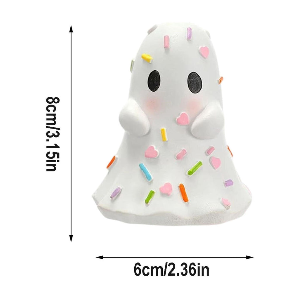 Pink Halloween Decor Ghost Candy Bowl Figurine with Bow and Scalloped Holder for Indoor Tabletop Decor and Party Favor Display