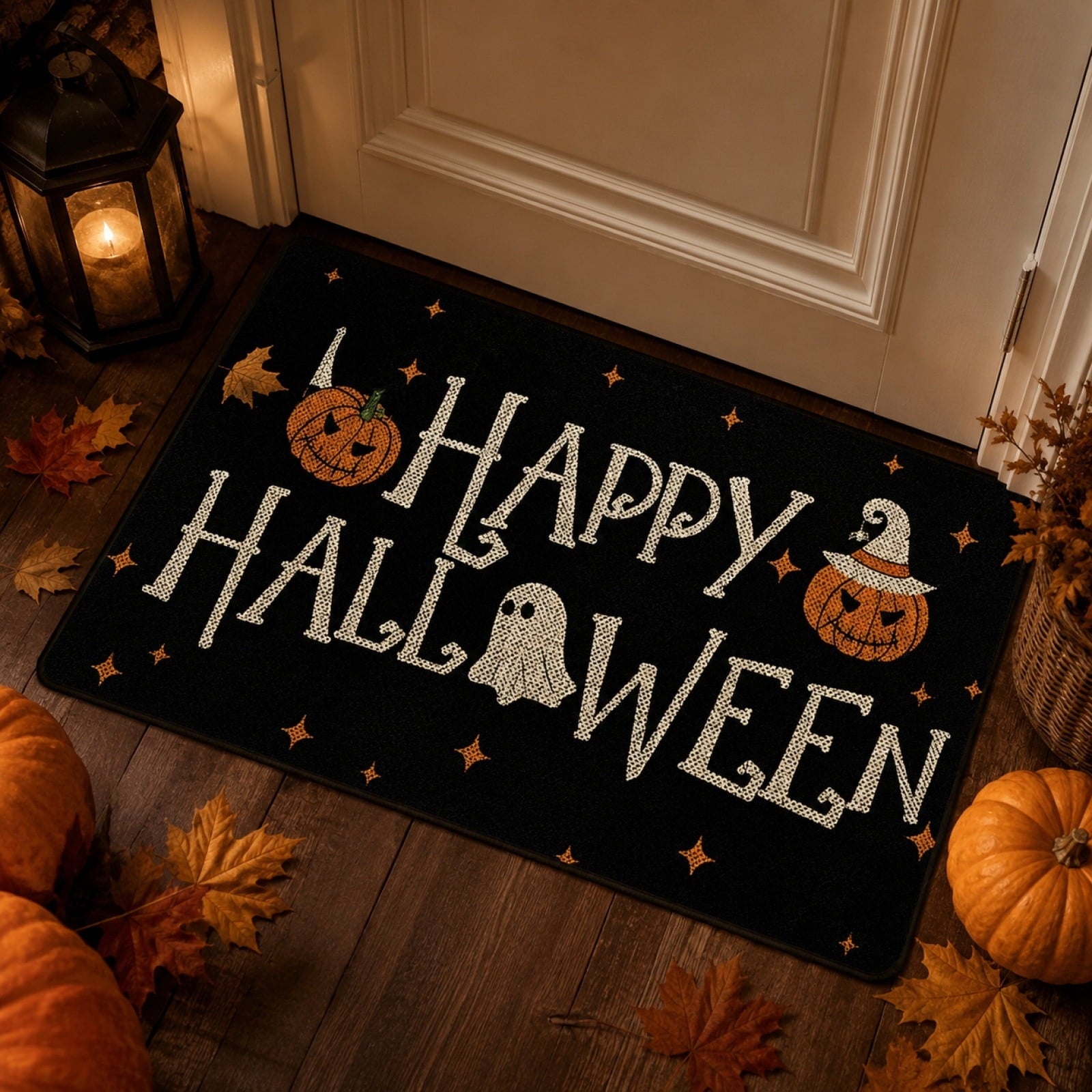 Halloween Celebration Doormat 16x24 Inch, Spooky Ghost Entrance Mat for Front Porch Indoor Outdoor, B