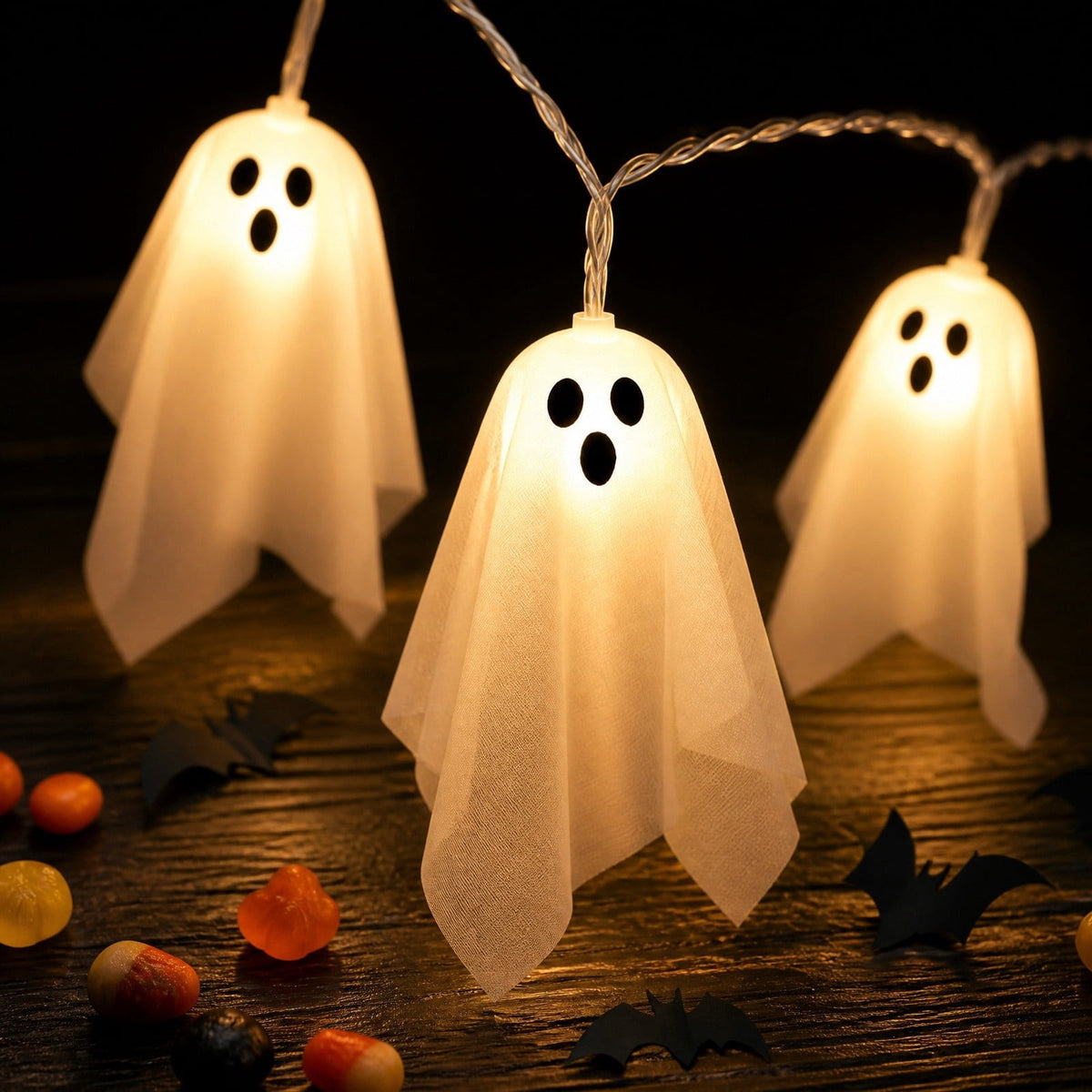 Halloween Ghost String Lights, LED Cute Spooky Fairy Lights for Fireplace Party Home Decor, Halloween LED Ghost Garland Lights, Battery Operated Hanging Lights for Indoor Room Decor