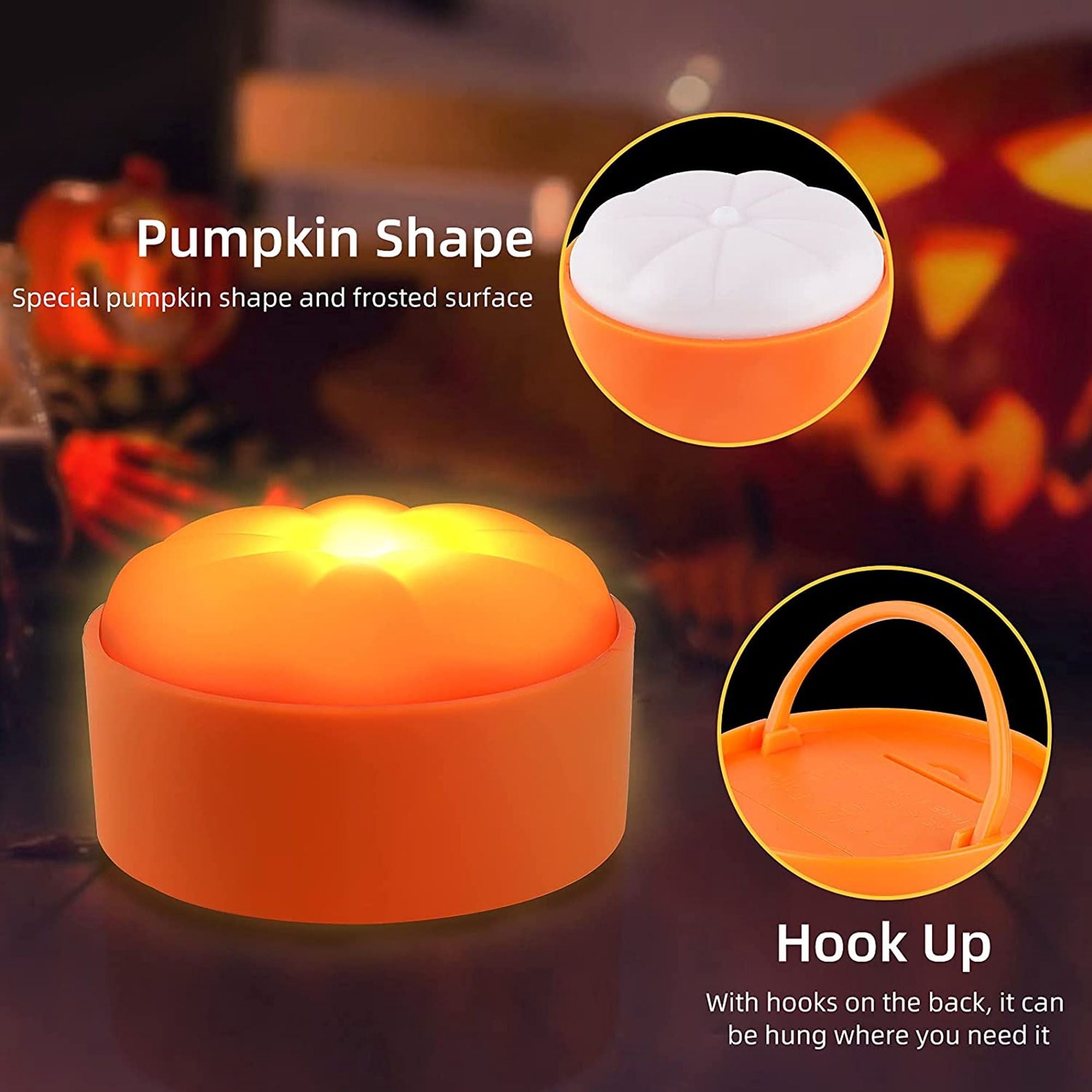 Deago Halloween LED Pumpkin Lights with Remote and Timers Battery Operated Orange Jack-O-Lantern Lights Flameless Candles for Halloween Decorations