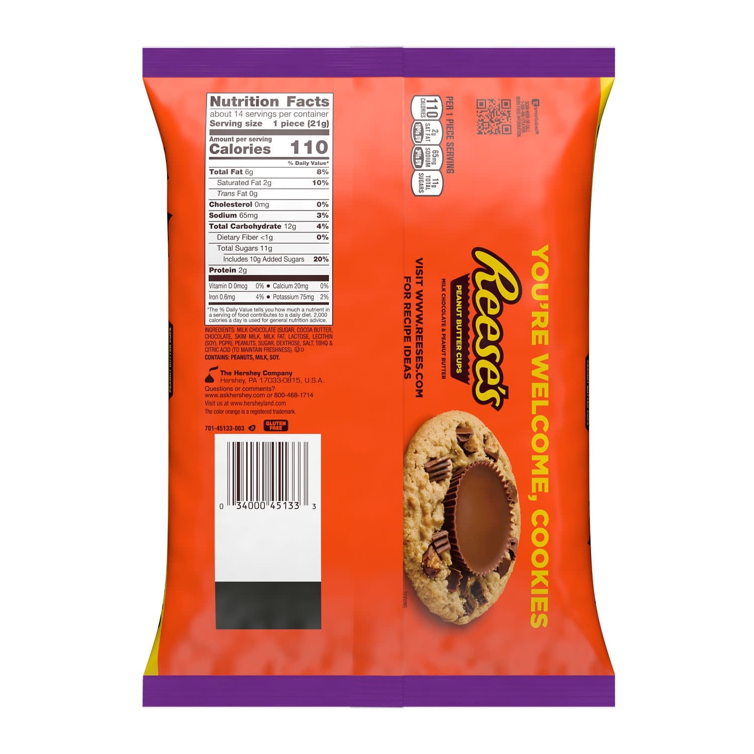 (3 pack) Reese's Milk Chocolate Snack Size Peanut Butter Cups, Halloween Candy Bag, 10.5 oz