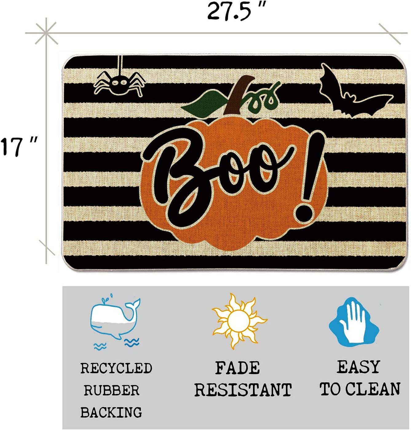 Halloween Doormat Decor -Boo!- Funny Halloween Rug