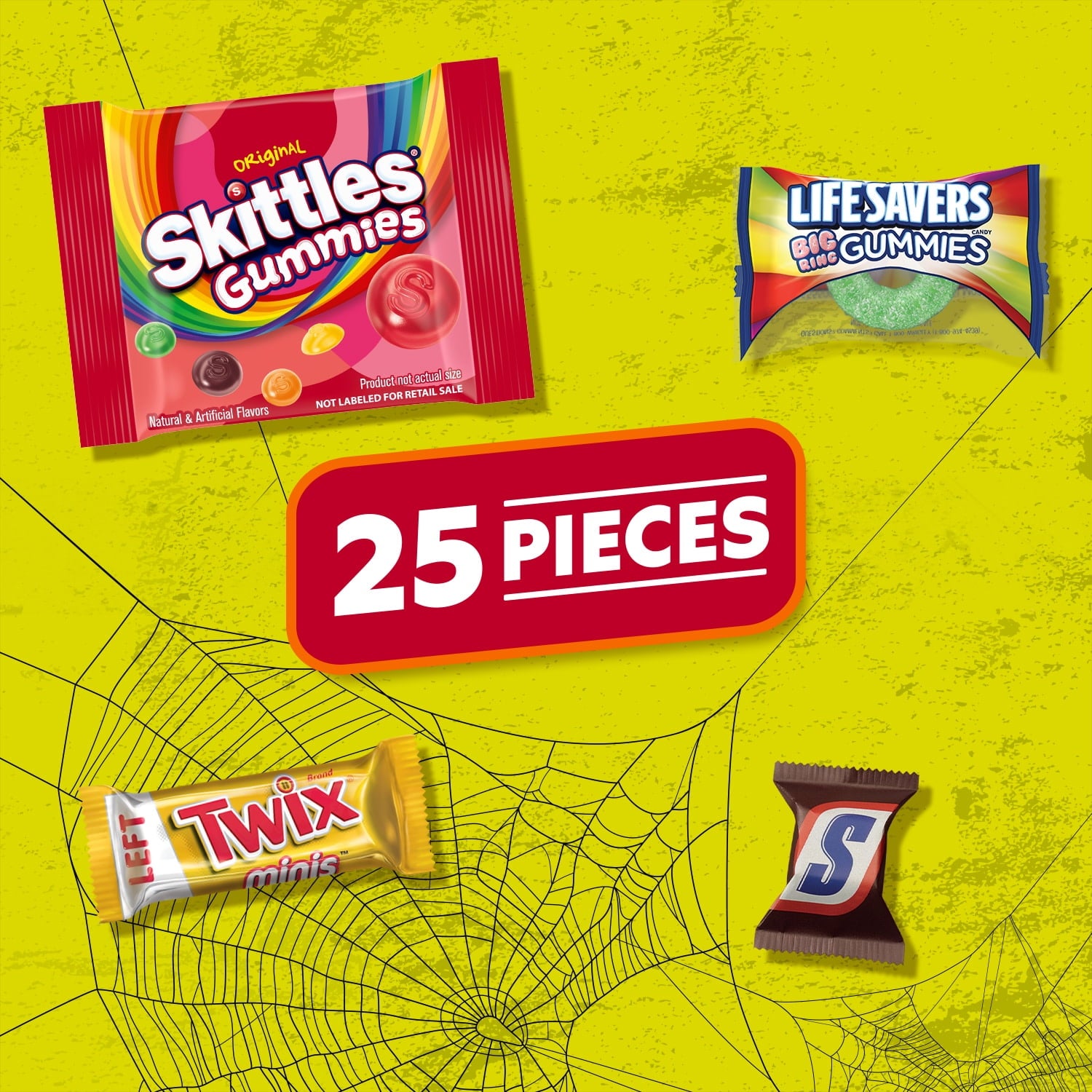 Snickers, Skittles Gummies & More Halloween Candy Variety Pack - 155 Ct Bulk Bag