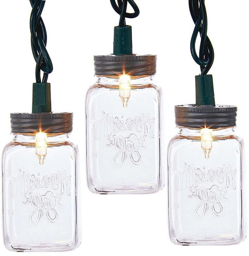 Kurt Adler UL 10-Light Clear Mason Jar Light Set
