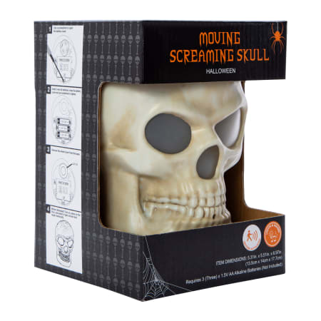 Animated Screaming Skull with Lights and Motion Halloween Decoration