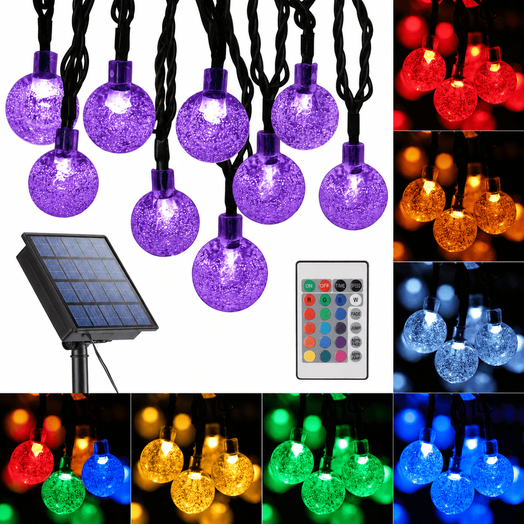 Toodour Solar String Lights Outdoor, 35.6ft 60 LED Waterproof Solar Powered Globe Patio Lights with 8 Modes for Garden Home Gazebo Yard Decorations (Warm White)