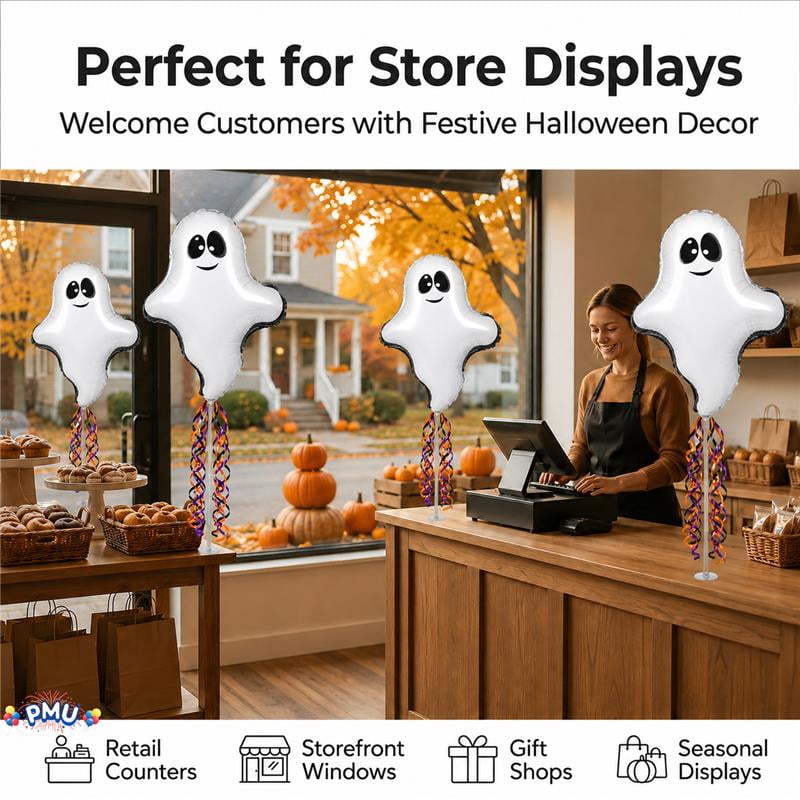 PMU Halloween Pre-Inflated Balloons "Whimsical Pumpkin" 9 Inch Air-Filled Pre-inflated with a Cup and a Stick (1/Pkg) Pkg/1