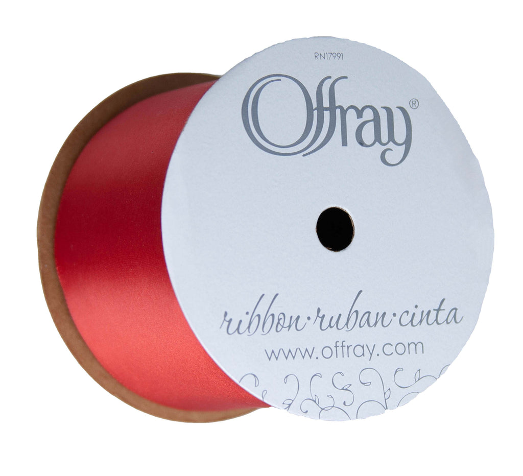(2 pack) Offray Ribbon, Red 2 1/4 inch Single Face Satin Polyester Ribbon for Sewing, Crafts, and Gifting, 9 feet, 1 Each