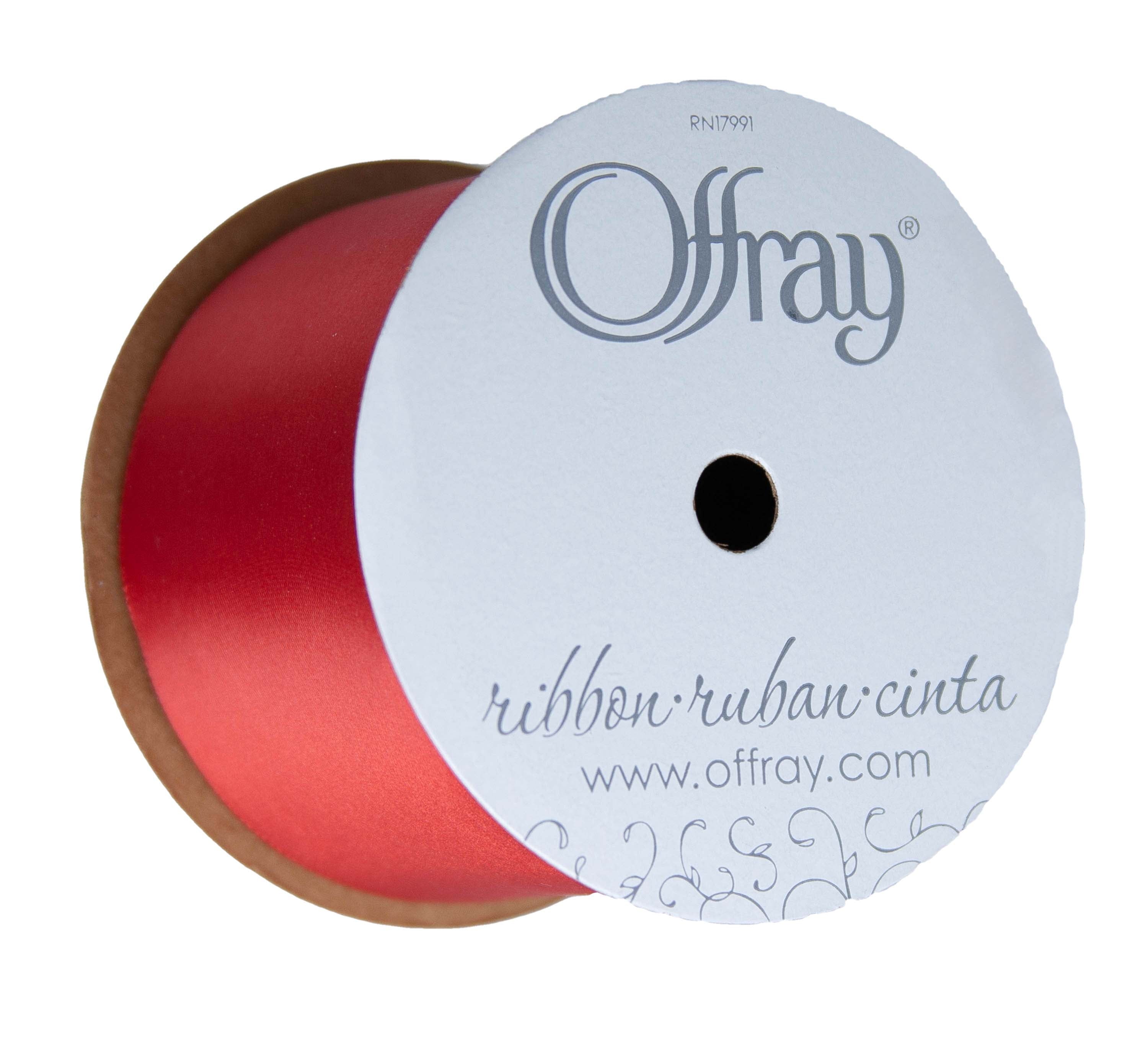 (2 pack) Offray Ribbon, Red 2 1/4 inch Single Face Satin Polyester Ribbon for Sewing, Crafts, and Gifting, 9 feet, 1 Each