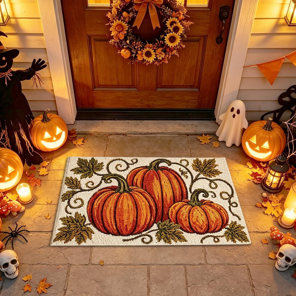 Halloween Decor Black Cat Doormat 15.75x23.62 Inch Fall Pumpkin Moon Design Non Slip Indoor Entrance Rug for Home Entryway Decor