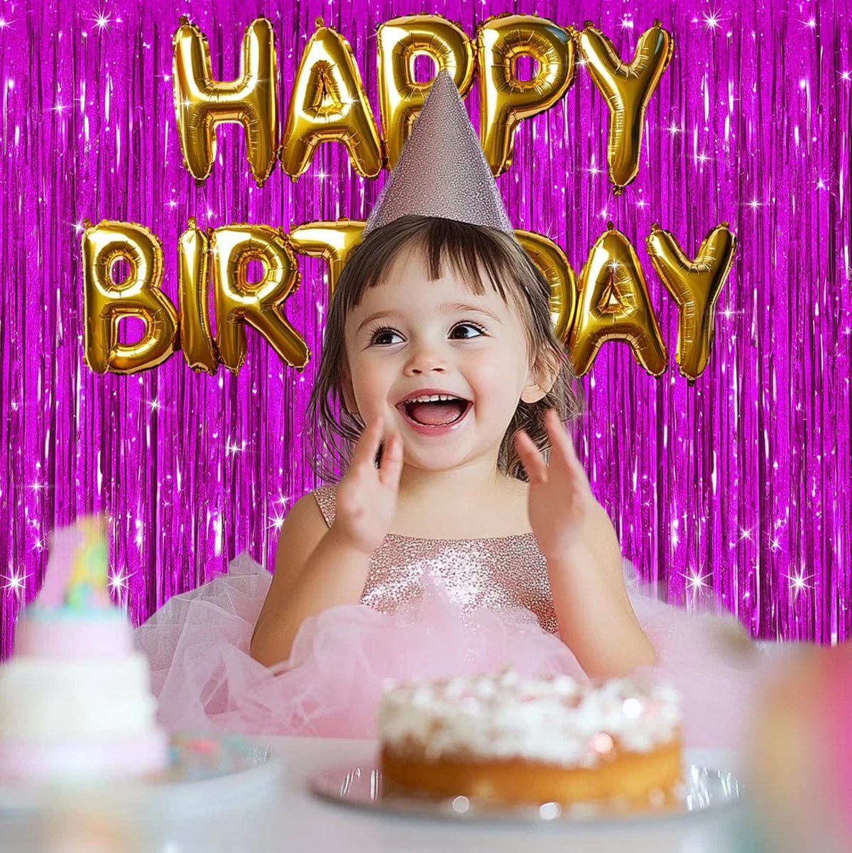 Sm:)e 2-Pack Light Bright Silver Foil Fringe Curtains for Events - Birthday, Wedding, Graduation, Christmas, Baby Shower, various festivals Decor Photo Booth Fun!