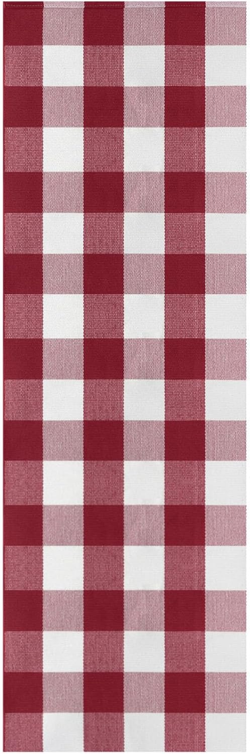 HearthHarmony Buffalo Plaid Area Rugs 2x3 Ft Brown and Black Checkered Rugs Washable Front Door Mat Hand Woven Cotton Outdoor Small Rug for Front Porch Kitchen Entryway Patio Bathroom