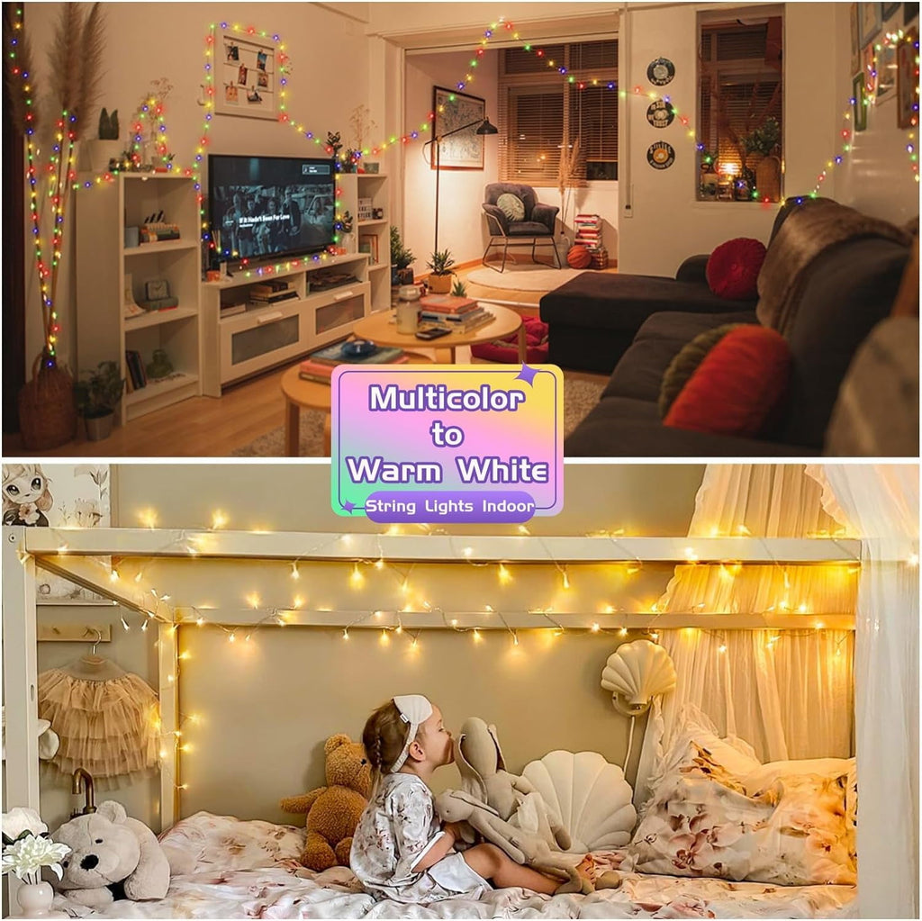 JMEXSUSS 200 LED Christmas Lights Indoor Outdoor, Connectable Warm White Christmas Tree Lights Clear Wire, 66 Ft Twinkle Fairy String Lights Plug in for Bedroom Wedding Christmas Tree Decorations