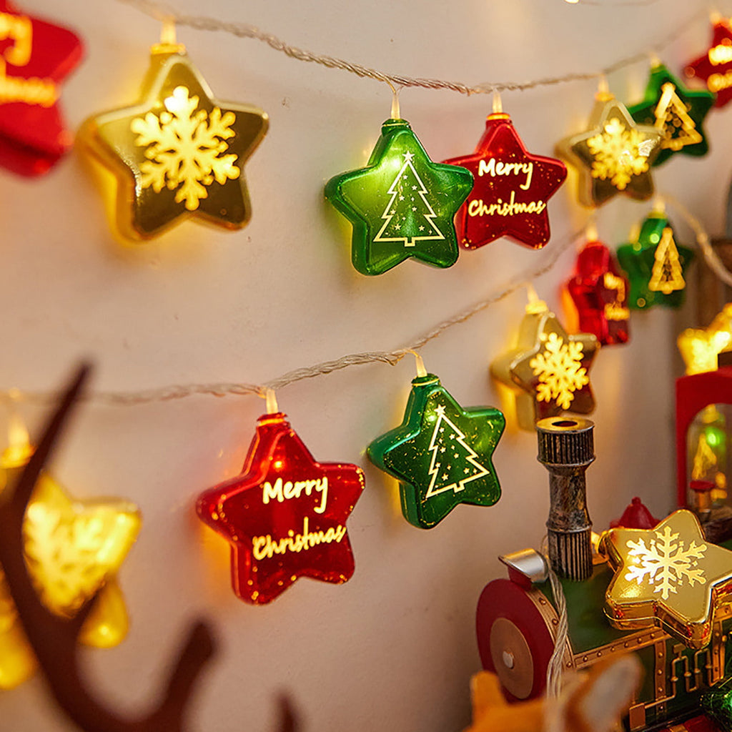 Stijggn Christmas String Lights Outdoor Christmas Decorations LED Xmas Warm White Lights Hanging Decors Battery Operated Indoor Window Lights for Yard and Patio Christmas Decor