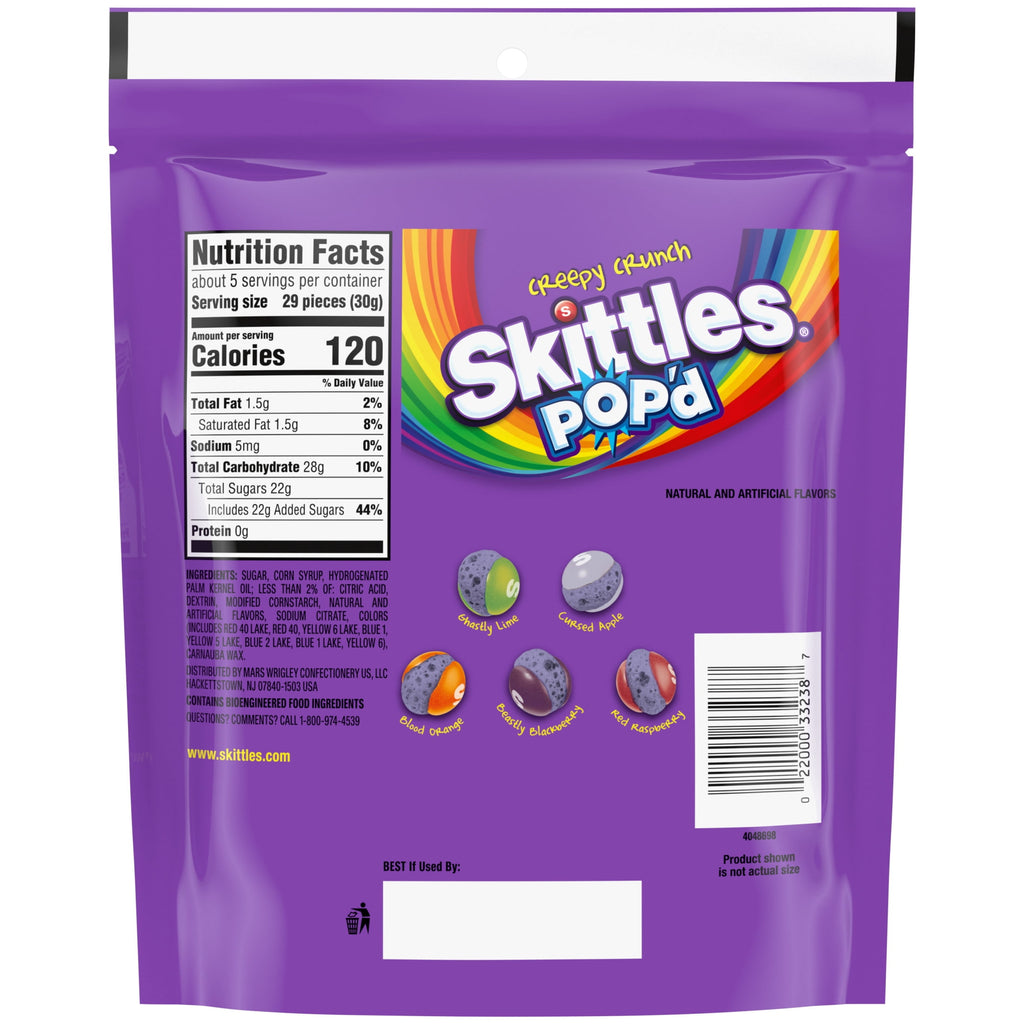 Skittles Pop'd Creepy Crunch Freeze Dried Halloween Candy - 5.5 oz Bag
