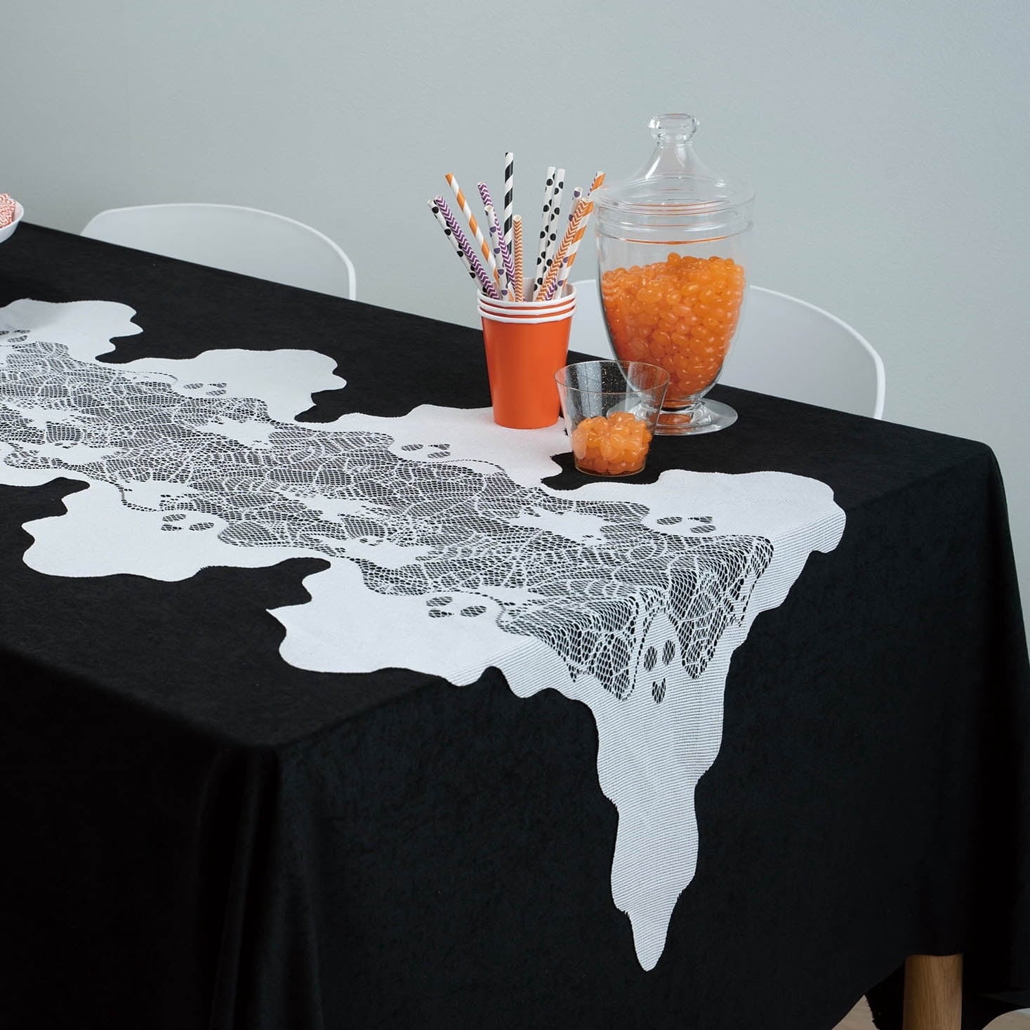 Fabric Spiderweb Table Runner, White, 80" x 20", Halloween by Way To Celebrate