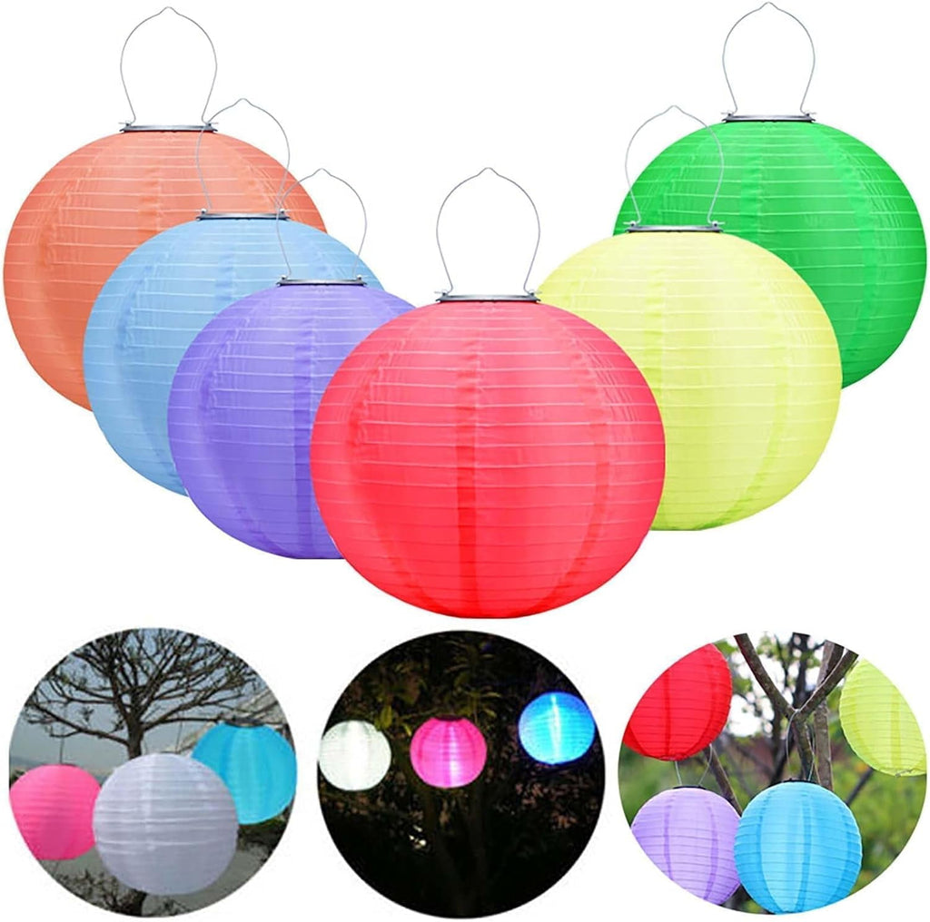 POPUQS White Solar Powered Outdoor Hanging Lanterns, Chinese Traditional 12 Inch