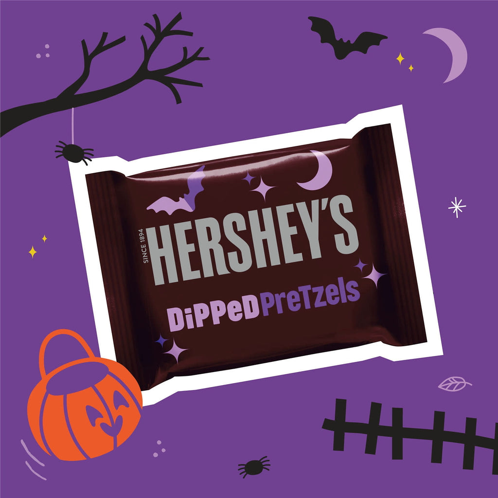 Hershey's Milk and Dark Chocolate Covered, Halloween Dipped Pretzels Box, 14.1 oz (20 Packs)