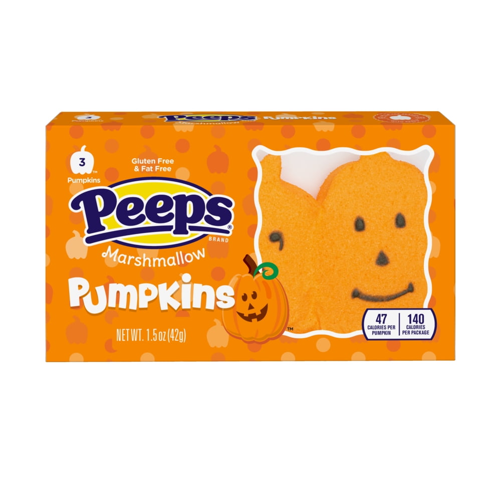 (4 pack) PEEPS Marshmallow Pumpkins Halloween Candy, 3 Count, 1.5 Ounce, Gluten-Free