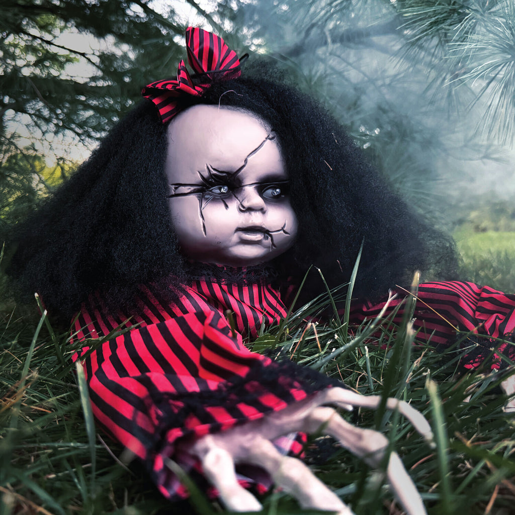 Haunted Hill Farm 44" Animatronic Doll with Light-up Blue Eyes, Multicolor, HHGBGIRL-2LSA