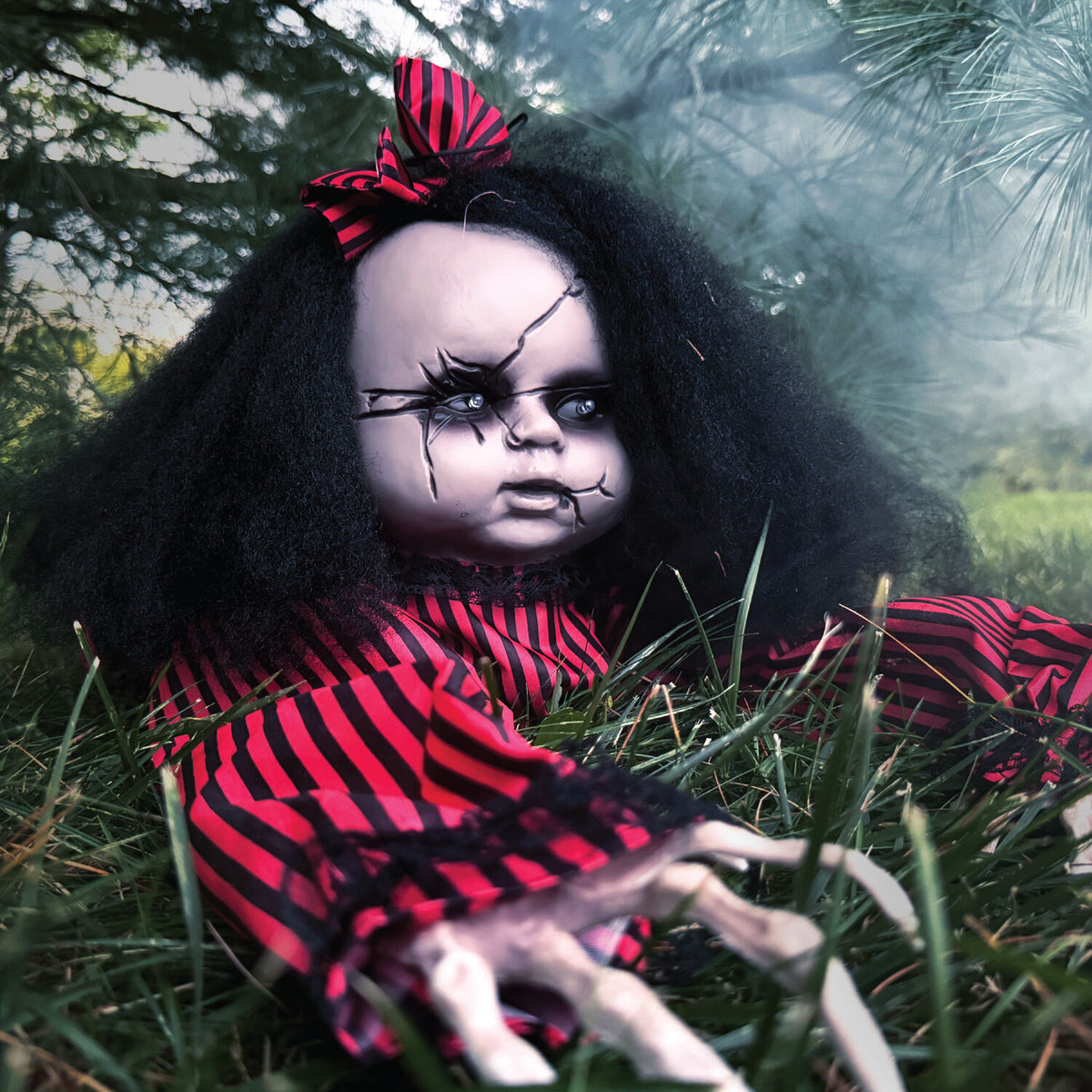 Haunted Hill Farm 44" Animatronic Doll with Light-up Blue Eyes, Multicolor, HHGBGIRL-2LSA