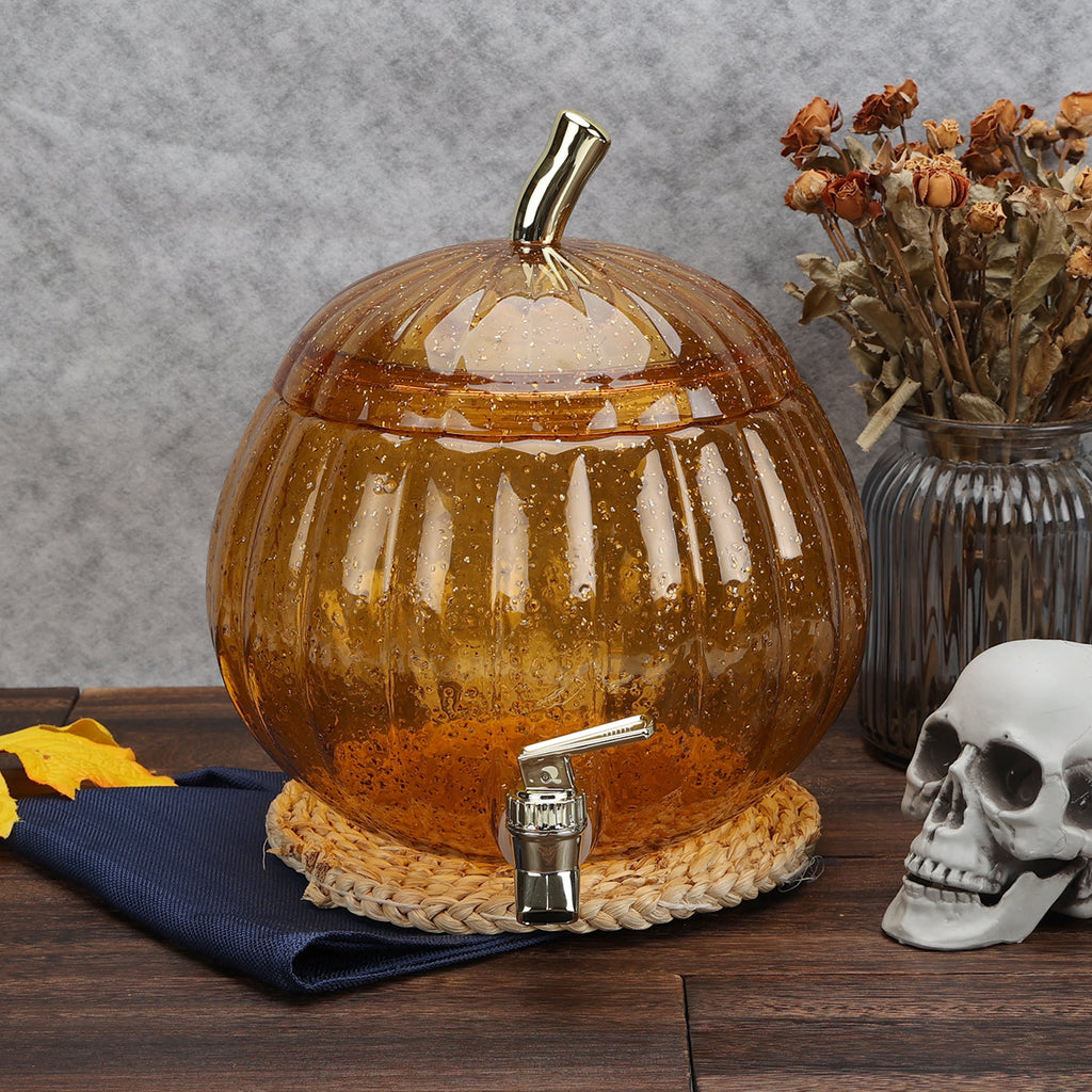 Way to Celebrate Halloween Orange Acrylic Pumpkin Beverage Dispenser, 1.5 gal