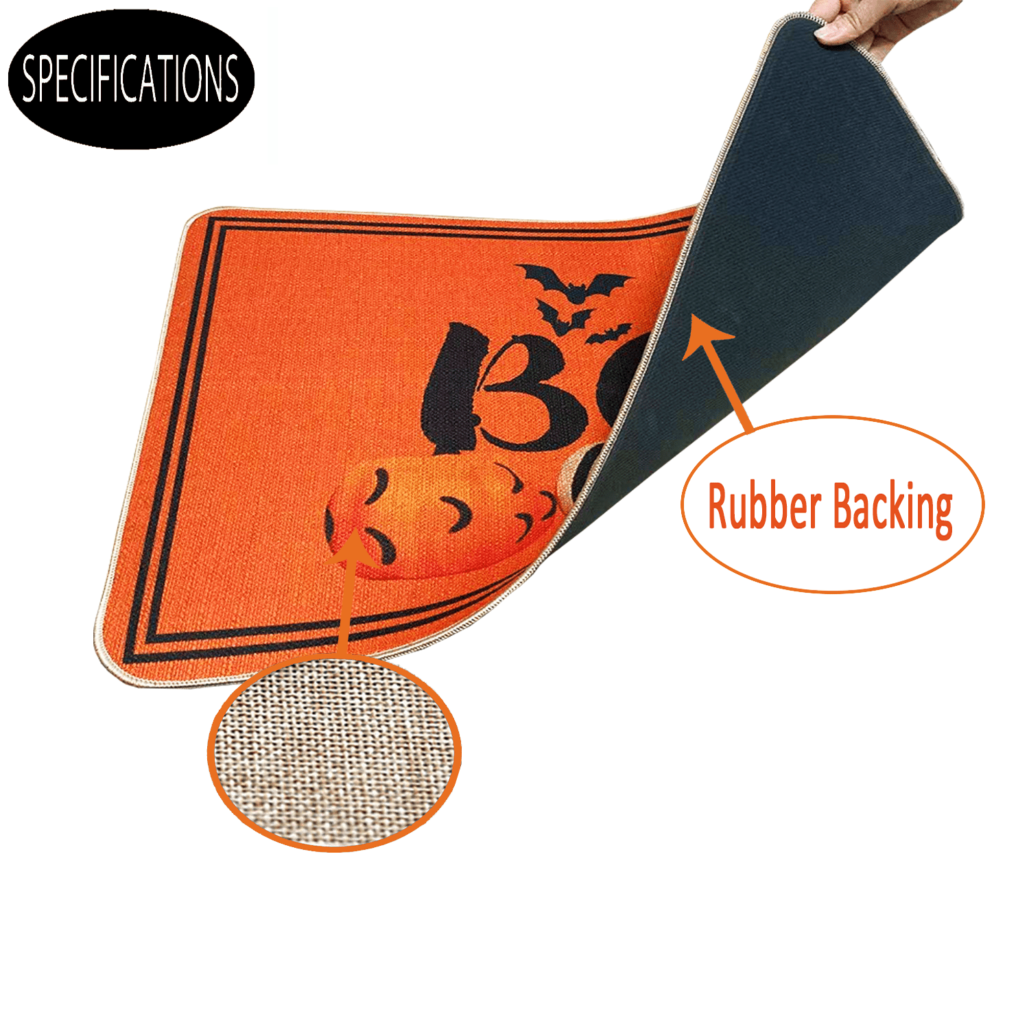 Happy Halloween Boo Door Mat,18 x 30 Inch Halloween Non-Skid Floor Mat Switch Mat Indoor Outdoor Home Garden, Easy to Clean Low Profile Mat for Entry Patio Garage High Traffic Areas
