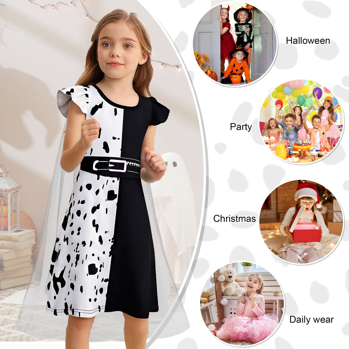 Benylion Girls Ice Princess Dress Halloween Cosplay Costumes With Tulle Cape Kids Birthday Party Dress up Outfit for 7-8 Years