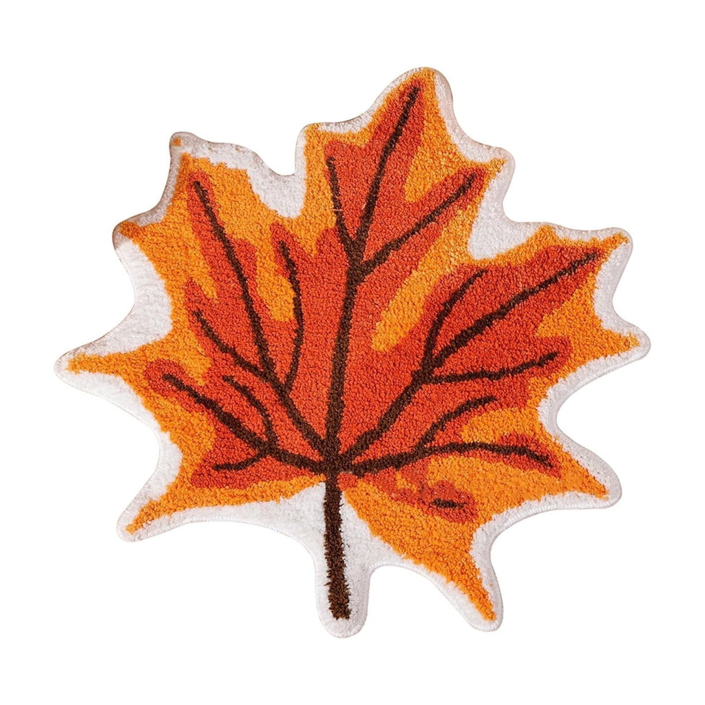 Fall Area Rug Maple Leaf Pumpkin Imitation Wool Mat 27.56x27.56in Polyester Skidproof & Soft for Living Room Bedroom Entryway Fall Doormat by MPOISVA