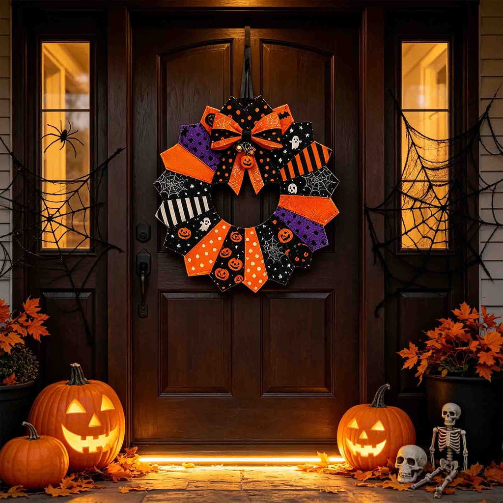 HOARBOEG Handmade Wrought Iron Maple Leaf Wreath, Thanksgiving Rudolph Fall Harvest Door Hanging, Orange Metal Autumn Wreath with Berries, Garden Wall Decor, 15.75 in