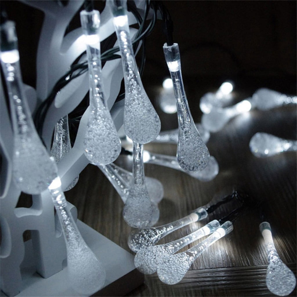 Gcvizuso Christmas Lights, String Lights, Outdoor Garden Party 20 LED Teardrop Solar Garden Lantern String