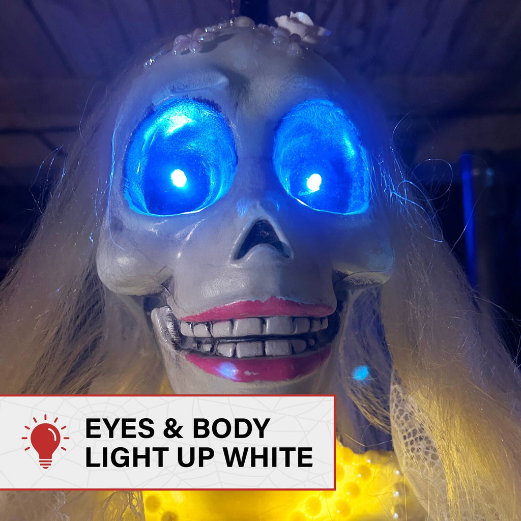 Haunted Hill Farm 5 ft Touch-Activated Animated Hanging Spinning Bride Halloween Animatronic, HHBRIDE-9HLSA