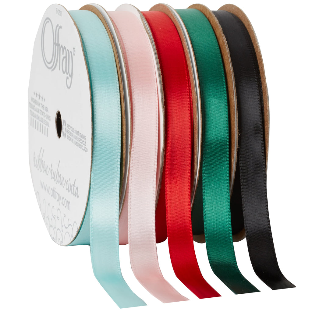 Offray Ribbon, Red Wine 3/8 inch Single Face Satin Polyester Ribbon, 18 feet