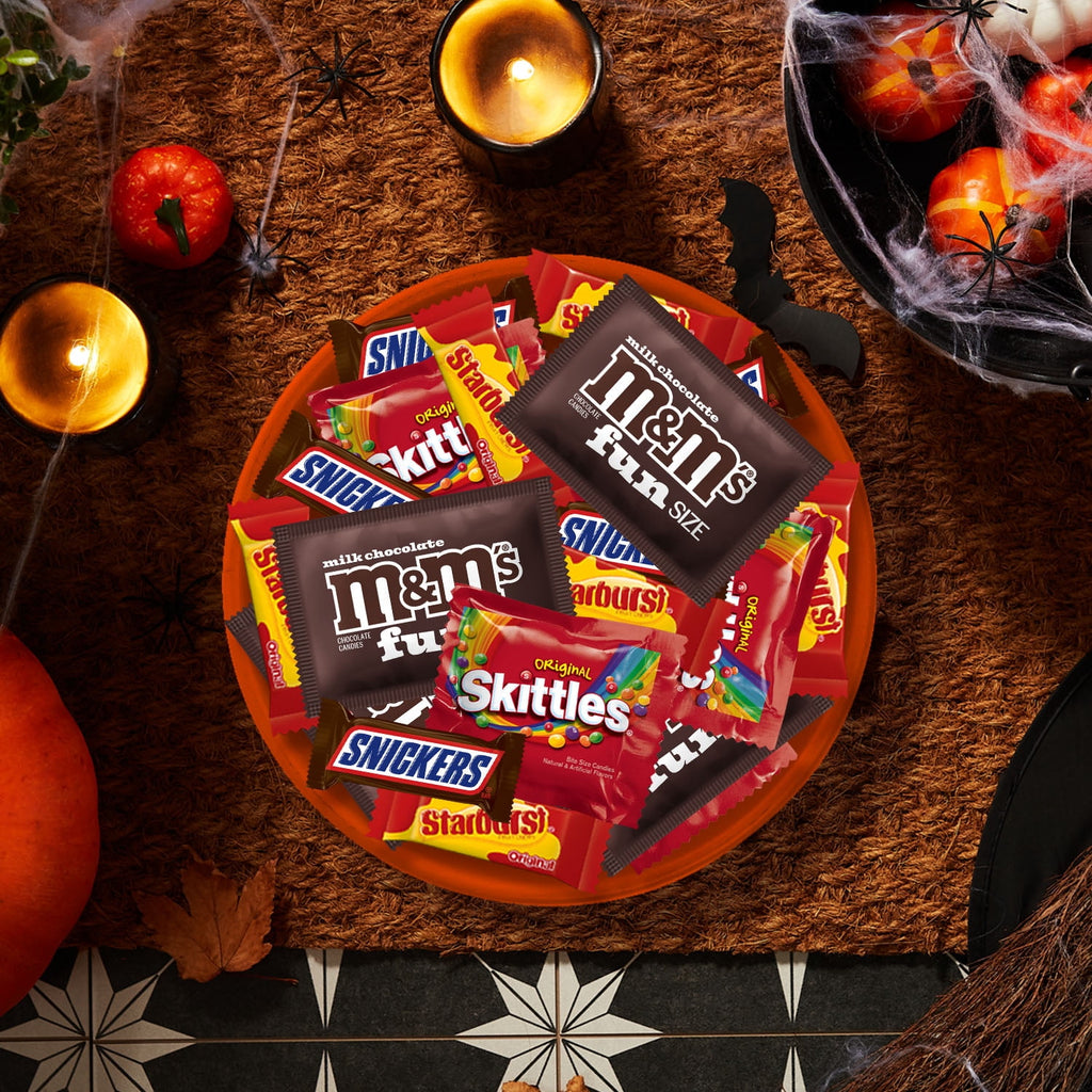 M&M's, Skittles & More Fun Size Halloween Candy Variety pack, 65 Ct Bulk Bag