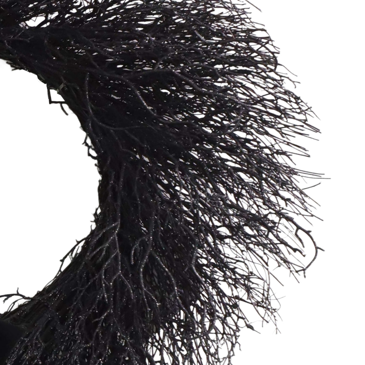 My Texas House Halloween Black Twig Wreath with Bow, 24"