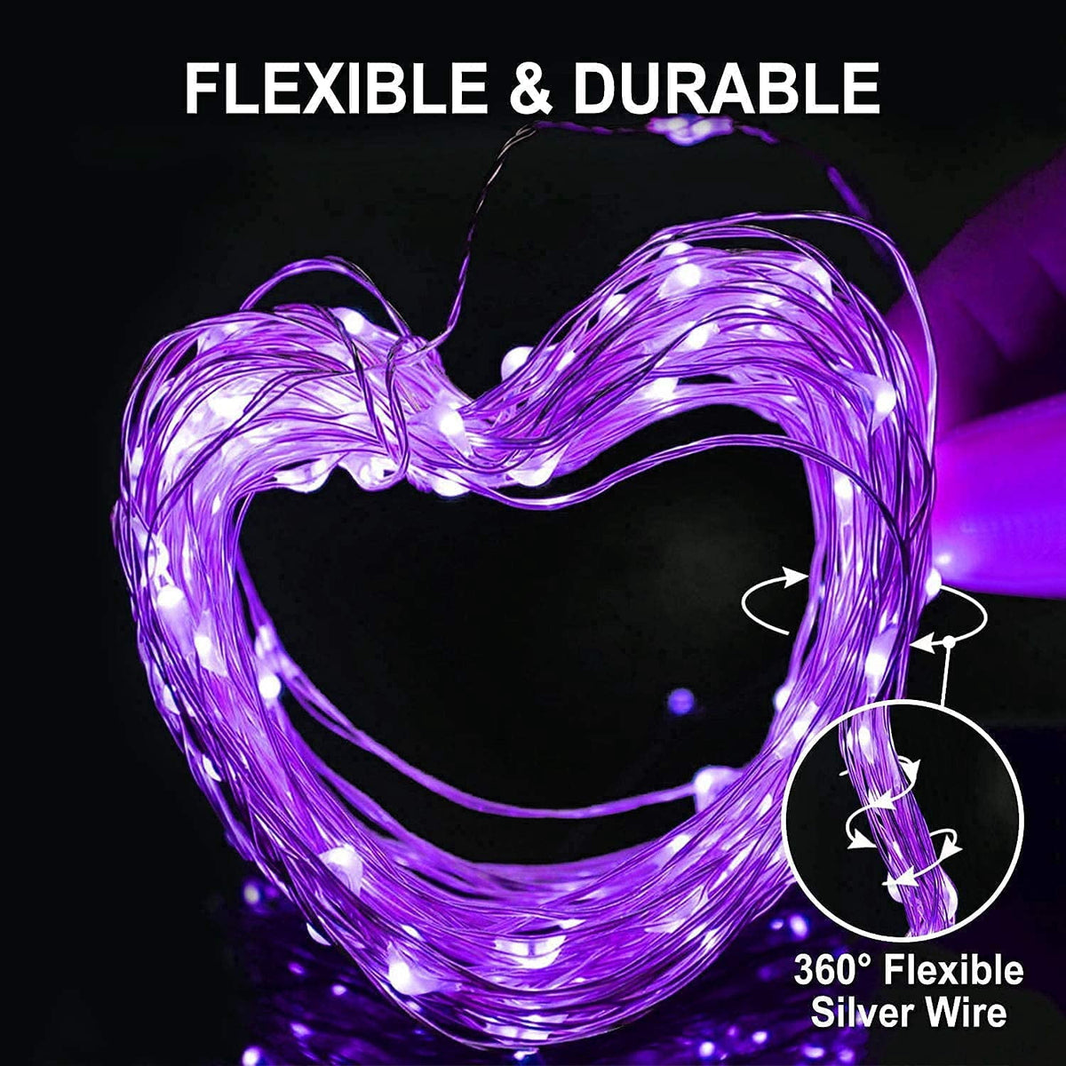2 Pack Solar Fairy Lights Outdoor 33ft 100 LED Solar Powered Copper Wire Lights 8 Modes Waterproof for Garden Tree Patio Wedding Party Decor,Cool White