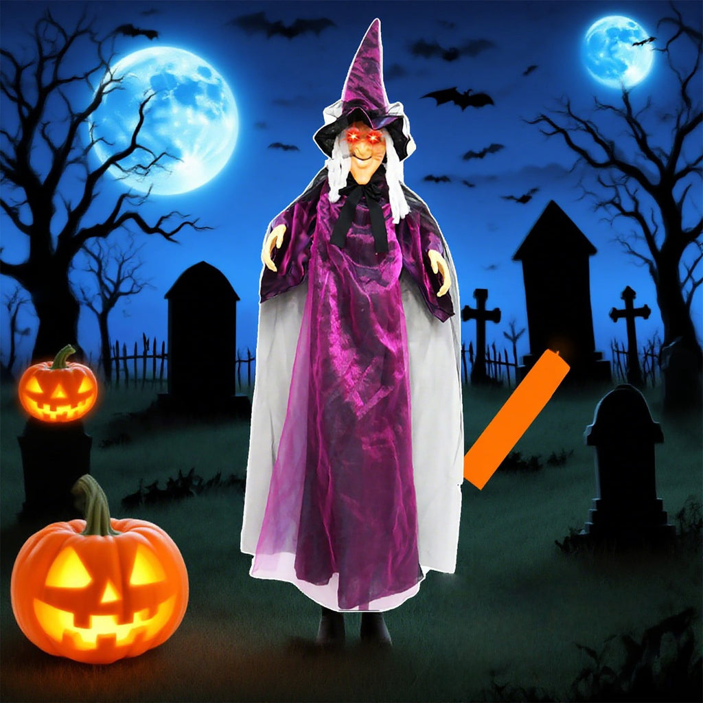 ZTTD Life Size Hanging Witch Halloween Decor (71 Inches) | Sound & Touch Activated Talking Halloween Decorations | Witch Props Excellent Choice for Haunted House | Indoor & Outdoor Animated Prop