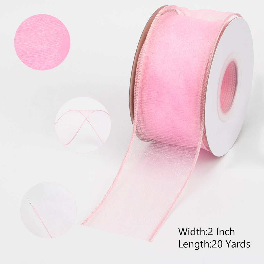 Joycrosso 1.5 Inch White Wired Organza Ribbon - 20 Yards Sheer Decorative Ribbon for Gift Wrapping, Wedding Decor, Christmas Tree, Crafts & DIY Projects
