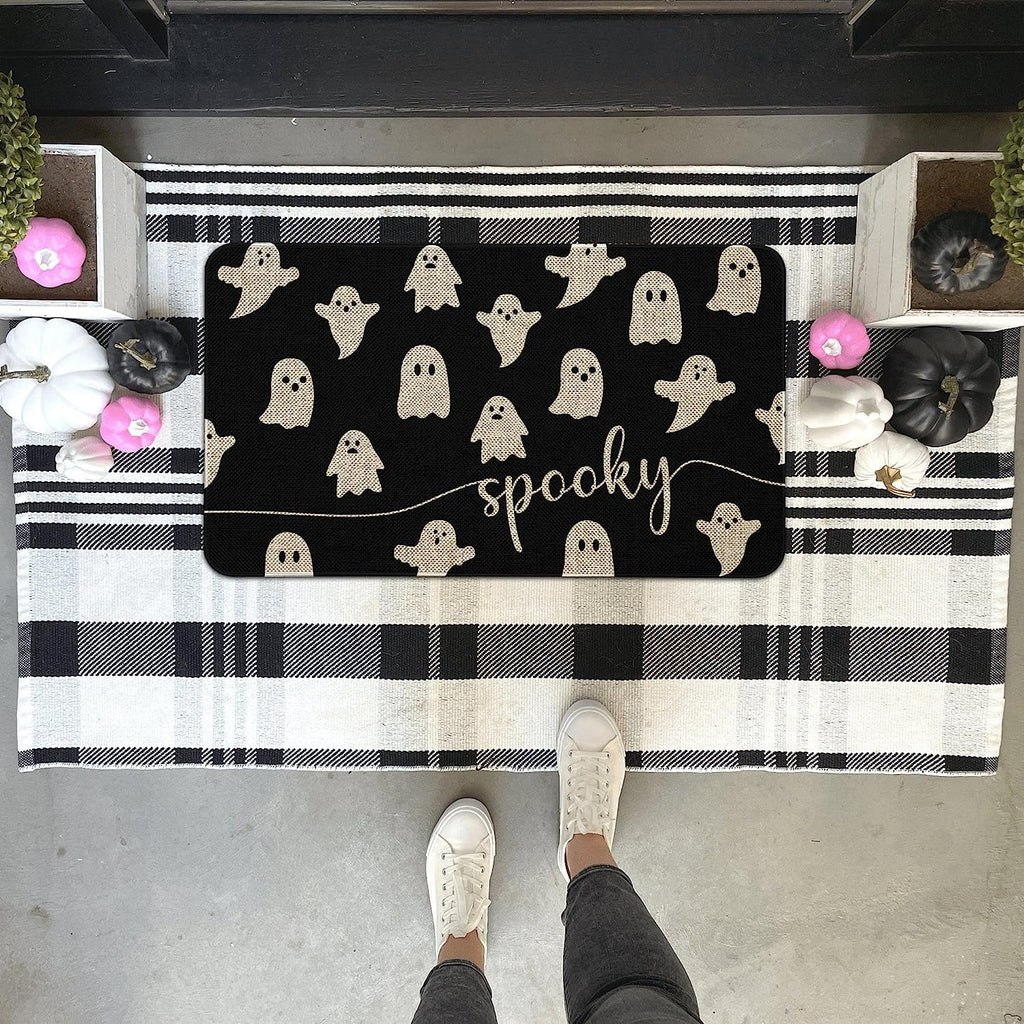 Halloween Door Mat 30 X 17 Inch Halloween Skull Doormat Indoor Outdoor Entrance Floor Mat Non Slip Halloween Decor Rubber Welcome Mats