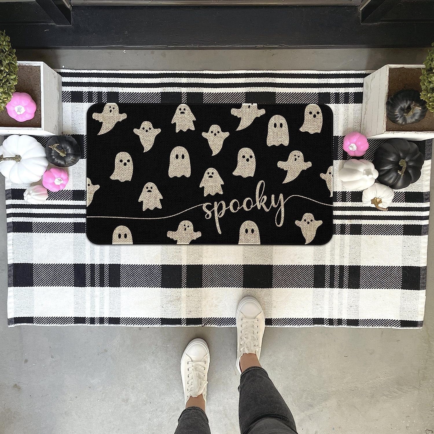 Halloween Door Mat 30 X 17 Inch Halloween Skull Doormat Indoor Outdoor Entrance Floor Mat Non Slip Halloween Decor Rubber Welcome Mats