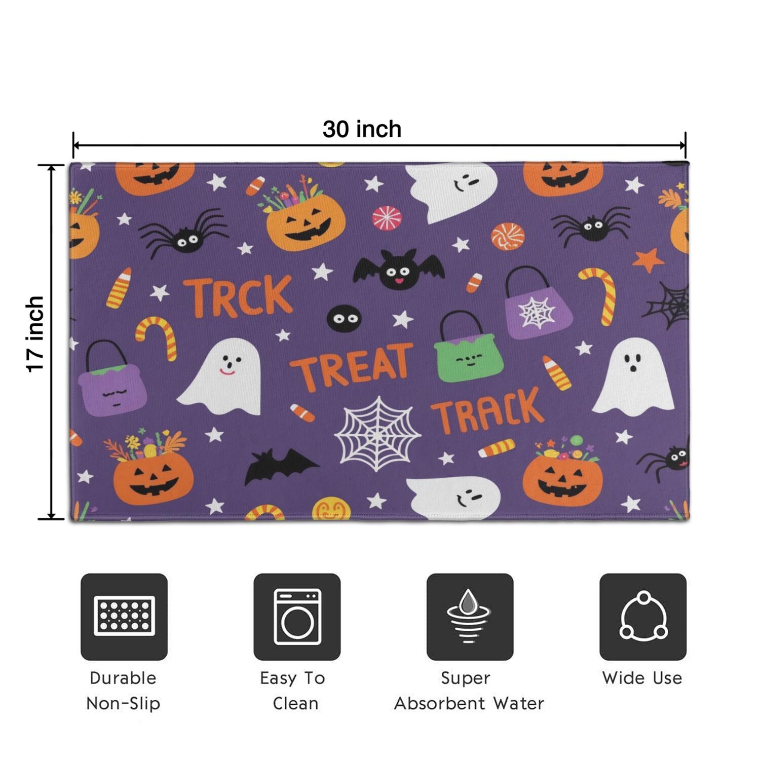 Happy Halloween Door Mat Decorations Spider Bat Doormat Plain the Indoor Door Mat/Outdoor Crystal Velvet 30x17 Inches