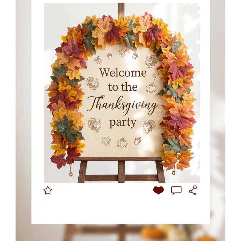 WKSCLPAI Halloween Maple Leaf Garland, Fall Vine Wreaths for Autumn Festivities Decor,Seasonal Garlands for Home,Halloween & Fall Decorations