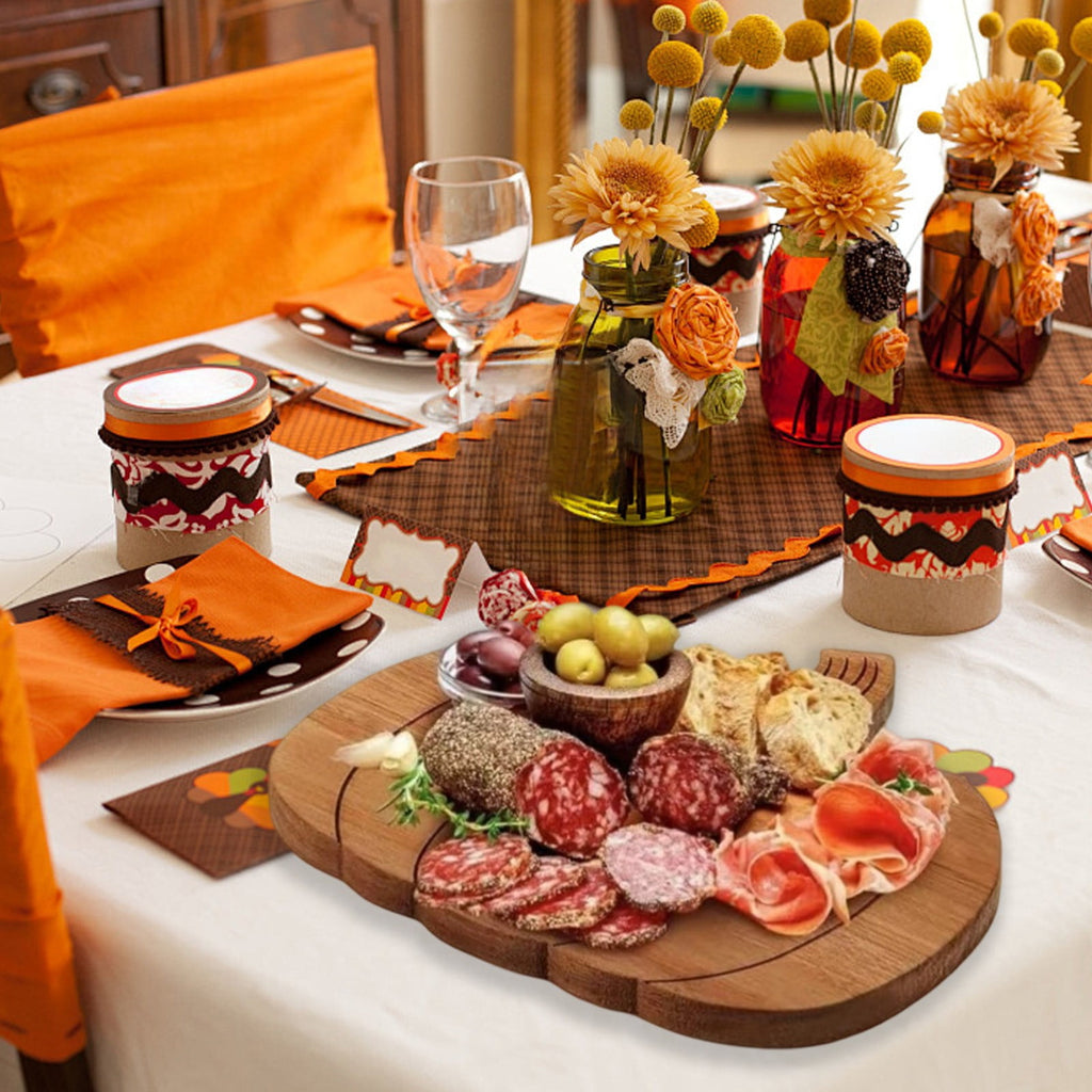 geerera Pumpkin Shaped Wooden Serving Board, Cheese & Charcuterie Platter for Fall, Thanksgiving & Halloween Parties