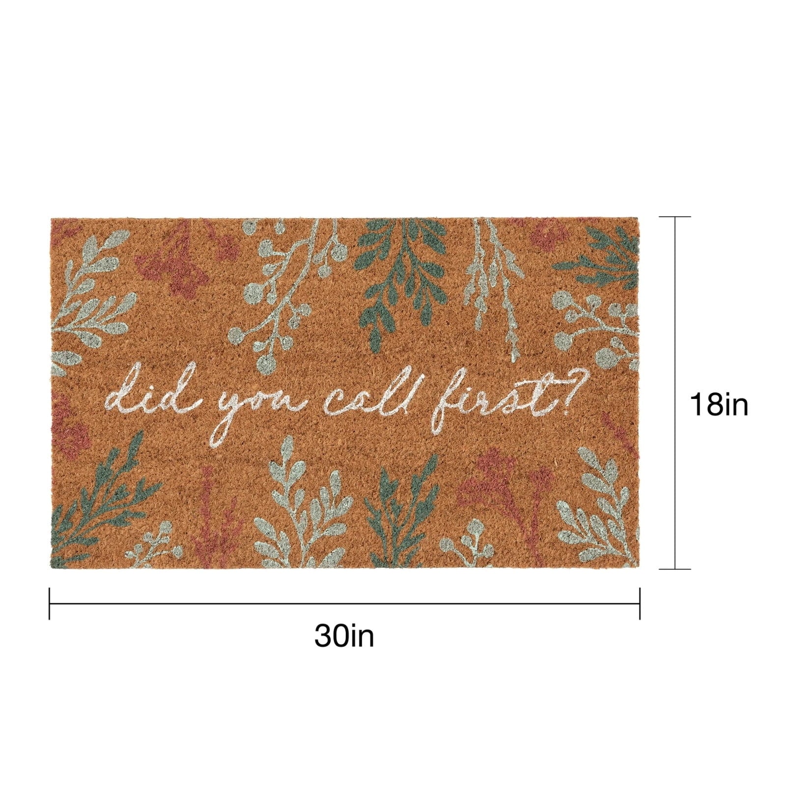 Lypsnake Natural Coco Coir Doormat - "Love Grows Here" Printed with Delicate Floral Pattern, Non-slip Absorbent Entry Mat for Home Entrance Porch Patio and Outdoor Decoration