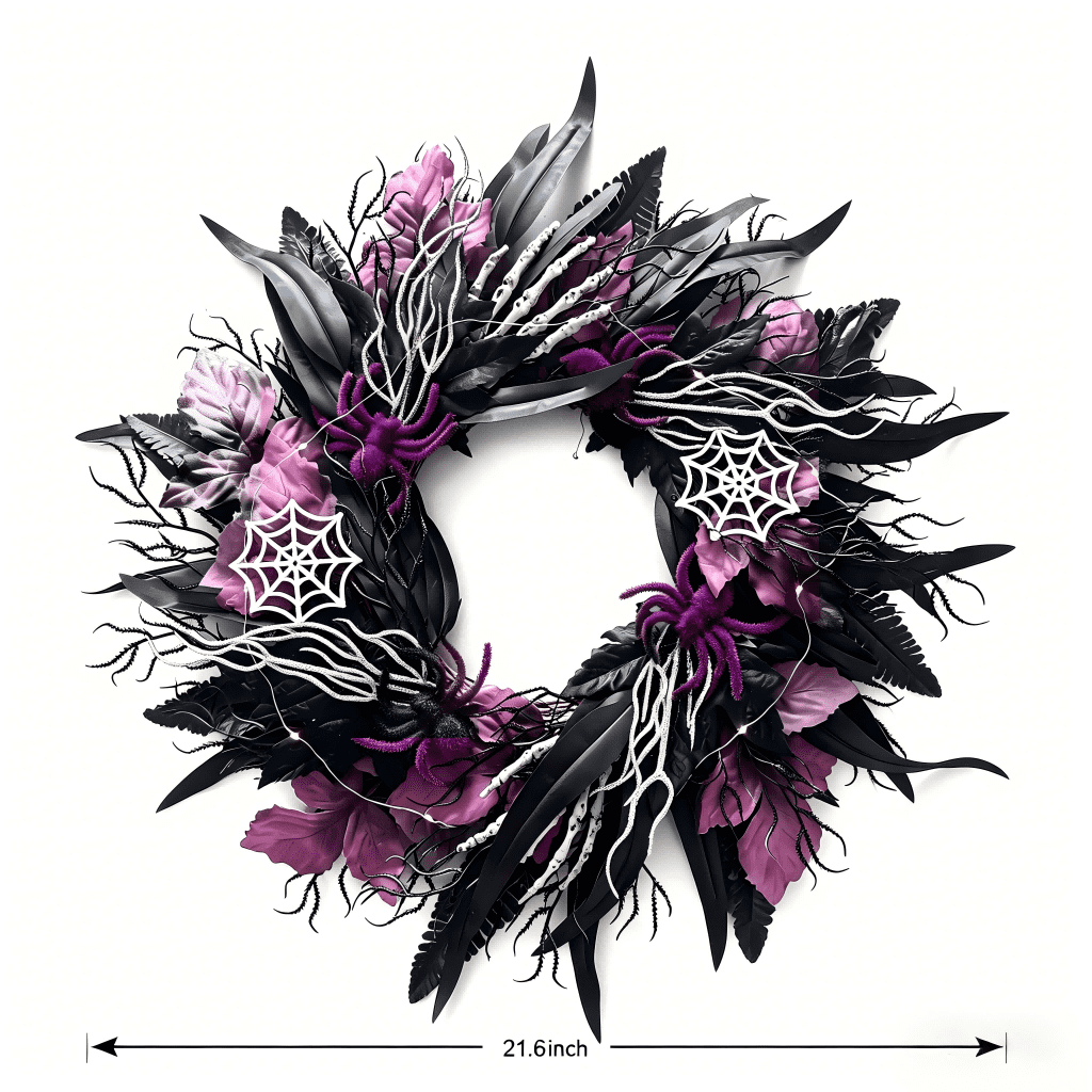 Myecovie Halloween Wreaths for Front Door Halloween Indoor Decoration 21.6" Halloween Black Wreaths for Windows Wall Decor
