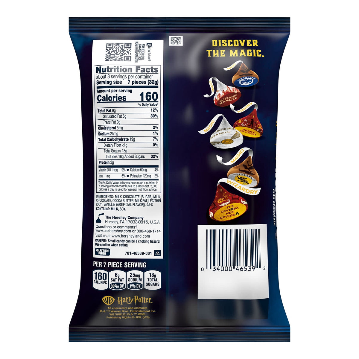 Hershey's Kisses Milk Chocolate Harry Potter, Halloween Candy Bag, 8.5 oz