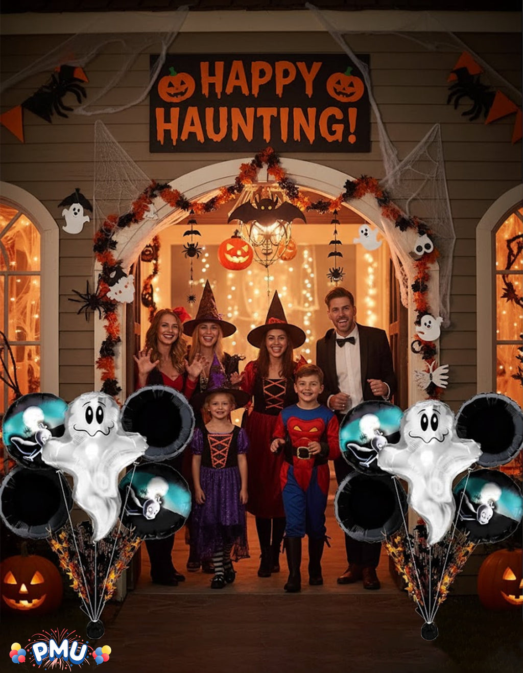 PMU Halloween Flying Ghost 24 Inch Mylar-Foil Balloon (10/pkg) Pkg/1