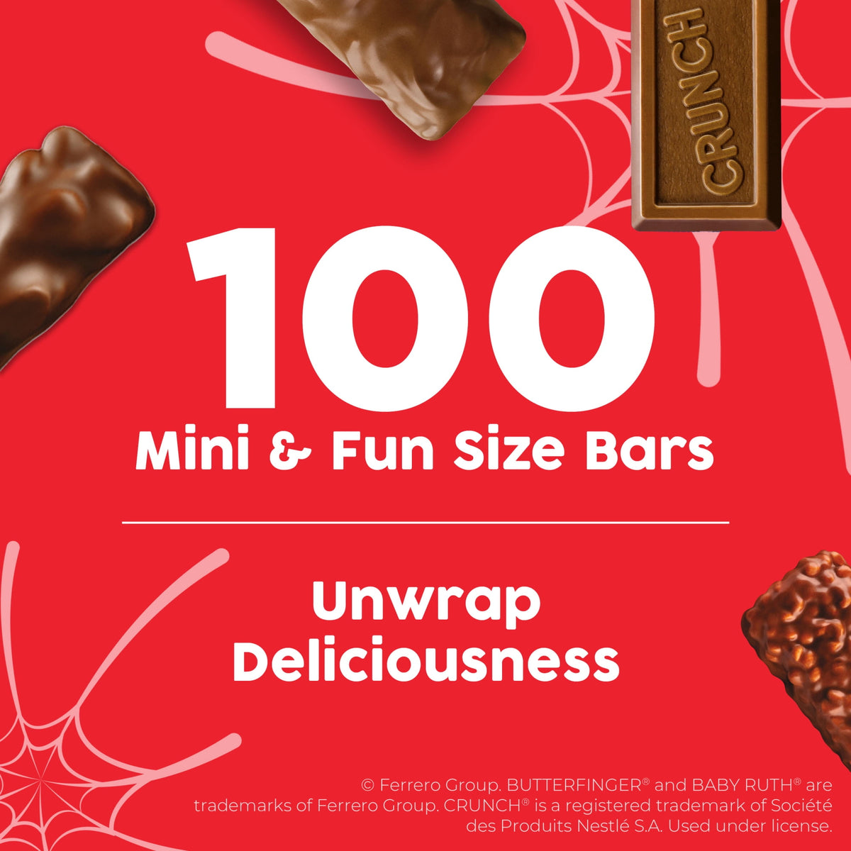 Butterfinger, CRUNCH, Baby Ruth & 100 Grand Halloween Candy Bulk, 100 count